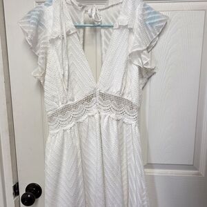 White Lace Ruffle Dress